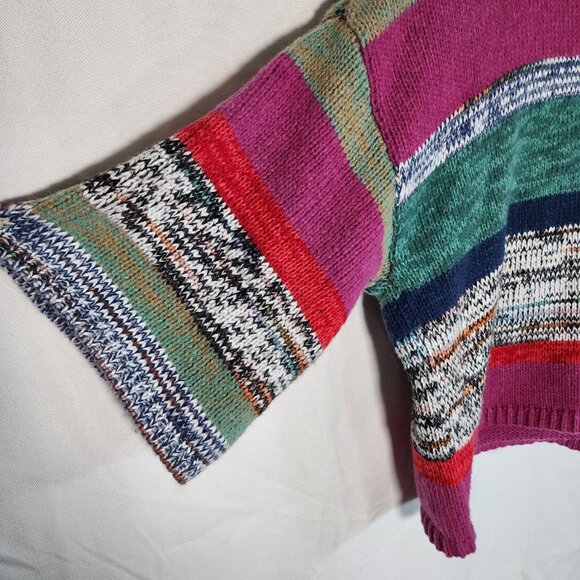 Knox Rose color block striped sweater turtleneck boho oversized womens XL - Picture 4 of 5